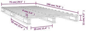 Estrutura cama pequena de solteiro 75x190cm pinho maciço branco