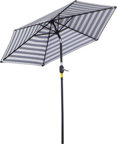 Chapéu de Sol Exterior Ø230 cm com Ângulo Ajustável e Manivela Impermeável Azul e Branco
