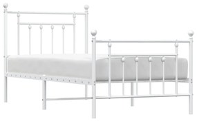 Estrutura de cama com cabeceira e pés 90x190 cm metal branco