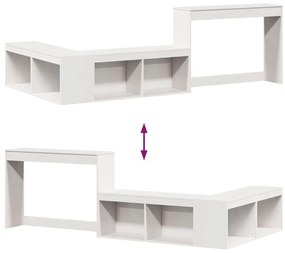 Mesa cabeceira c/ secretária 222x107x75 cm pinho maciço branco