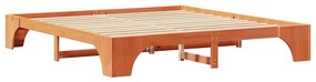 Cama Encerada Marrom 200x200 cm de Madeira de Pinho