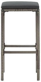 3 pcs conjunto de bar p/ jardim acácia maciça/vime PE cinzento