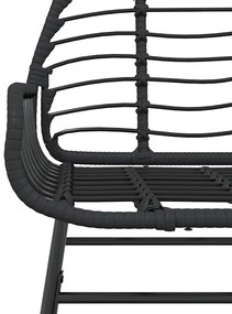 3 pcs conjunto de jantar para jardim vime PE vidro preto