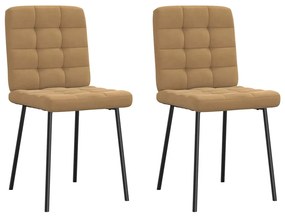 Cadeiras de jantar 2 pcs veludo castanho
