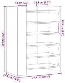 Sapateira 74,5x37,5x100 cm derivados de madeira carvalho sonoma