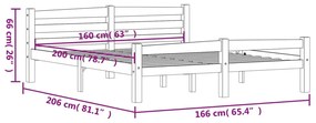 Estrutura de cama em pinho maciço 160x200 cm branco