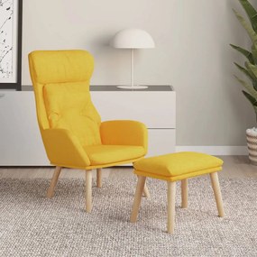 3097757 vidaXL Cadeira de descanso com banco p/ pés tecido amarelo mostarda
