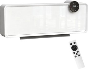 Aquecedor de parede em cerâmica 1000/2000 W, radiador elétrico, ventilador, termóstato, temporizador, 54 x 18,7 x 12,3 cm, branco