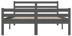 Estrutura de cama 160x200 cm madeira maciça cinzento