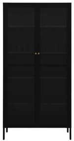 Vitrine 90x40x180 cm vidro temperado e aço preto