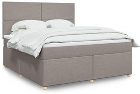 vidaXL Cama com molas/colchão 180x200 cm tecido castanho-acinzentado