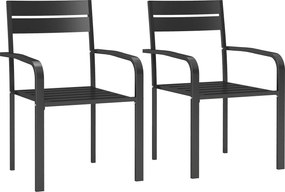 Outsunny Conjunto 2 Cadeiras de Jardim Empilháveis com Braços Alumínio 56x58x83 cm Cinza Escuro | Aosom Portugal
