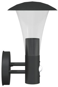 Candeeiros parede p/ exterior c/ sensor 2 pcs aço inox. preto