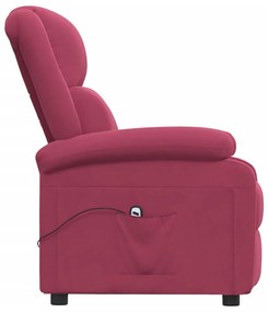 Poltrona elétrica reclinável veludo vermelho tinto