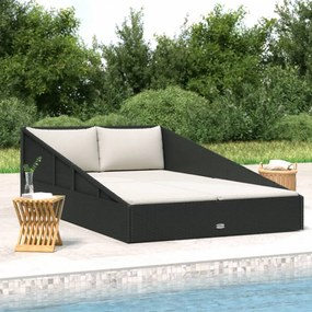 vidaXL Espreguiçadeira de jardim 110x200 cm vime PE preto