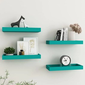 vidaXL Prateleiras de parede Loggia 4 pcs 40x15x4 cm MDF azul