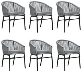 7 pcs conjunto de jantar para jardim cinzento