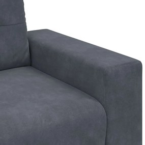 Conjunto de Sofá 3 Peças com Almofadas de Veludo Cinza Escuro
