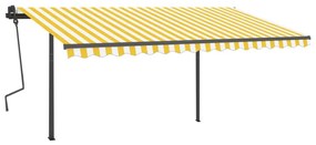 Toldo retrátil manual com luzes LED 4x3 m amarelo e branco