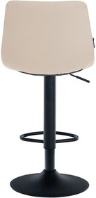 Banco de bar Jerry em couro sintético com estrutura preta 87-108,5 x 43 x 46,5 cm Creme