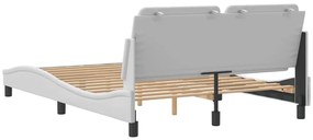 Estrutura cama c/ cabeceira 140x200 cm couro artificial branco