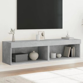 vidaXL Móveis de TV com luzes LED 2 pcs 60x30x30 cm cinzento cimento