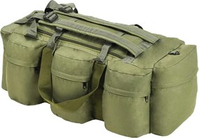 vidaXL Saco de lona estilo militar 3-em-1 45 L verde azeitona