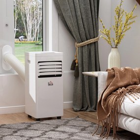 HOMCOM Ar Condicionado Portátil 7000BTU 3 em 1 Refrigerador Desumidificador e Ventoinha com Temporizador LED e Controlo Remoto Silencioso 30,5x32,8x67,8 cm Branco
