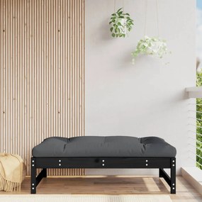 vidaXL Apoio de pés para jardim 120x80 cm pinho maciço preto