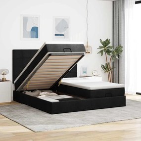 63 / 5,000vidaXL Estrutura de cama otomana com colchões tecido preto
