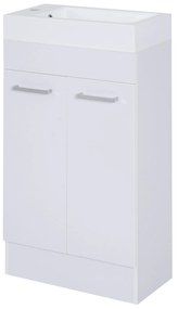Móvel de Casa de Banho com Lavatório Cerâmico Móvel de Casa de Banho de Parede com 2 Portas Estilo Moderno 50x86x25cm Branco
