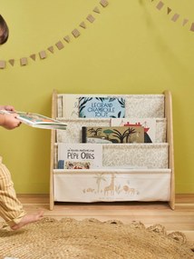 Móvel arrumação livros em têxtil estampado bege estampado