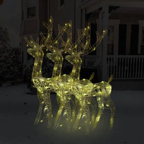 vidaXL Renas decorativas de Natal 3 pcs 120 cm acrílico branco quente