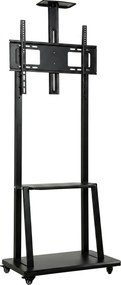 HOMCOM Suporte de TV Móvel 81-191 cm com Altura Ajustável e Prateleira | Aosom Portugal
