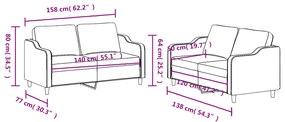 2 pcs conjunto de sofás com almofadões tecido castanho