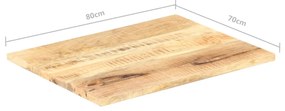 Tampo de mesa madeira de mangueira maciça 25-27 mm 80x70 cm
