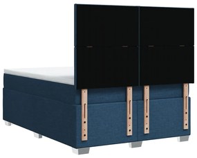 Cama com molas/colchão 160x200 cm tecido azul
