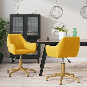 vidaXL Cadeiras de jantar giratórias 2 pcs veludo amarelo