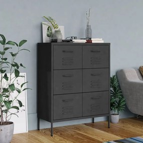vidaXL Armário com gavetas aço 80x35x101,5 cm antracite