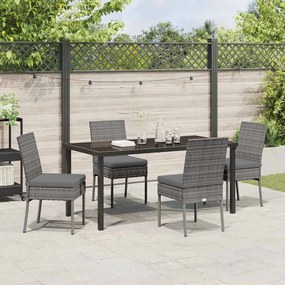 Conjunto de jantar de jardim com 5 peças em rattan sintético cinza.