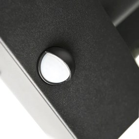 Candeeiro de parede exterior preto com sensor de movimento IP44 - Rotterdam