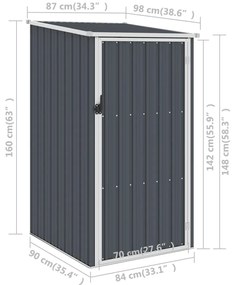 Abrigo de jardim 87x98x159 cm aço galvanizado antracite
