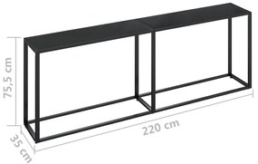 Mesa consola preto 220x35x75,5 cm vidro temperado