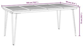 Mesa jardim c/ pernas estilo grampo 180x90x75 cm acácia maciça