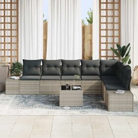 Conjunto de Sofá de Jardim de 9 Peças com Almofadas em Rattan Sintétic