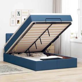 vidaXL Cama otomana com colchão 120x200 cm tecido azul