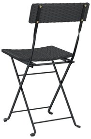 Cadeiras de bistrô dobráveis 6 pcs vime PE e aço preto
