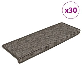 vidaXL Tapetes escada adesivos aspeto sisal 30pcs 65x21x4 cinza e bege