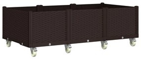 Vaso/floreira de jardim com rodas 150x80x54 cm PP castanho