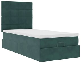 Estrutura de cama otomana colchões 90x200cm veludo verde escuro